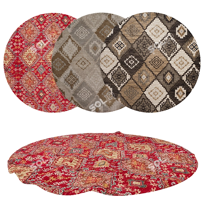 Versatile Round Rug Set 3D model image 1