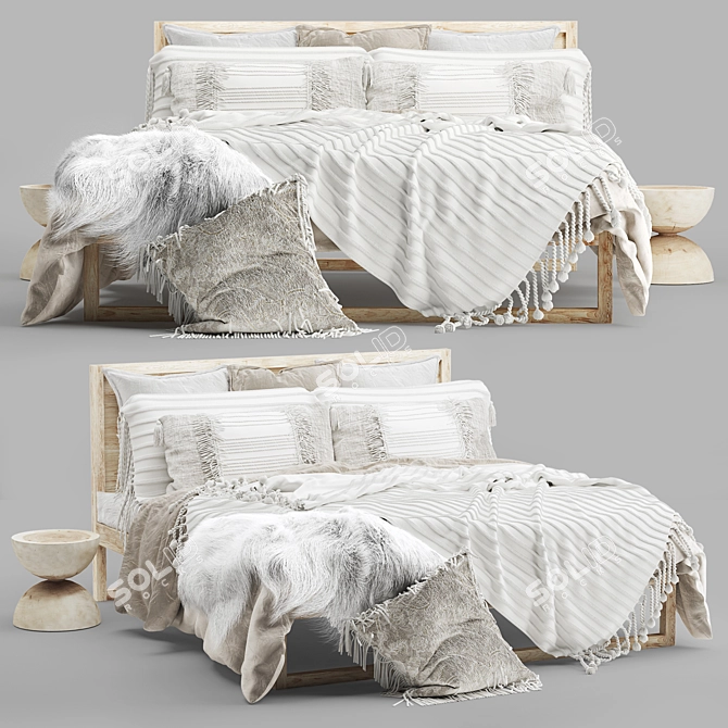 Strand Natural Bed: Uniqwa 192x212cm 3D model image 1