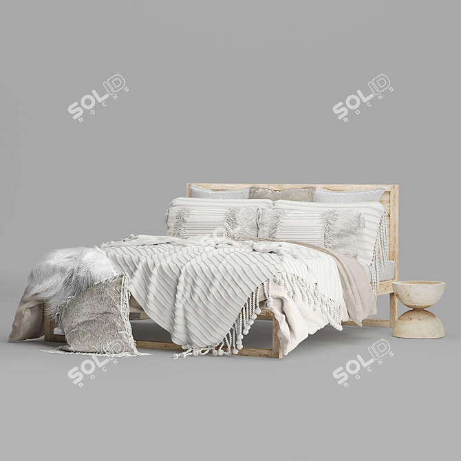 Strand Natural Bed: Uniqwa 192x212cm 3D model image 2