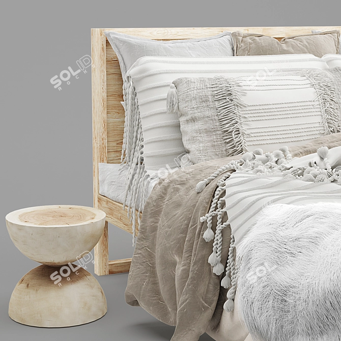 Strand Natural Bed: Uniqwa 192x212cm 3D model image 5