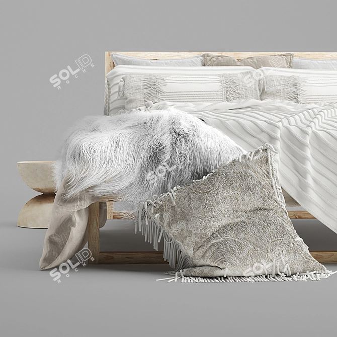 Strand Natural Bed: Uniqwa 192x212cm 3D model image 6