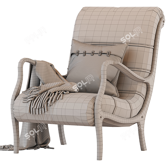 Vintage ESSE Mantellassi 1926 Accent Chair 3D model image 7