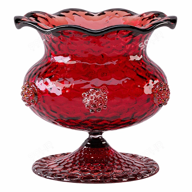 Vintage Salviati Murano Red Glass Bowl 3D model image 1