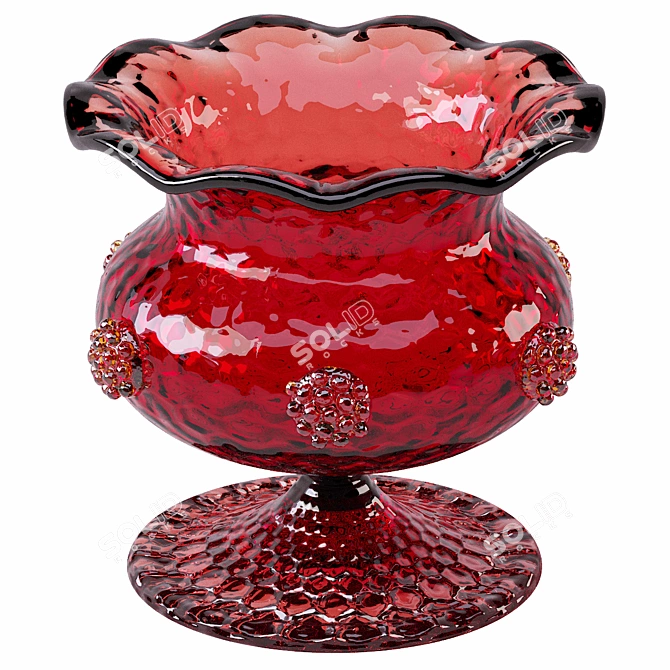 Vintage Salviati Murano Red Glass Bowl 3D model image 2