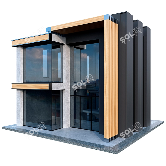  Modern Concrete House 3D model image 1