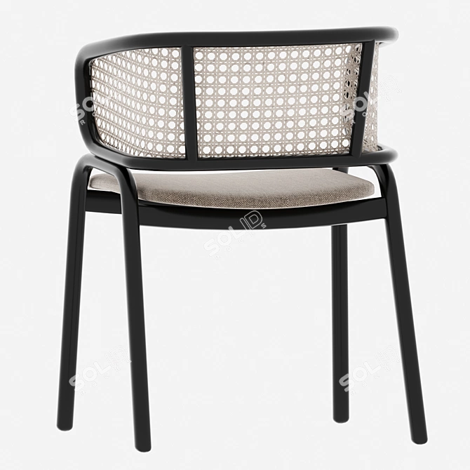 Elegant Kin Rattan Armchair with Metal Frame 3D model image 2