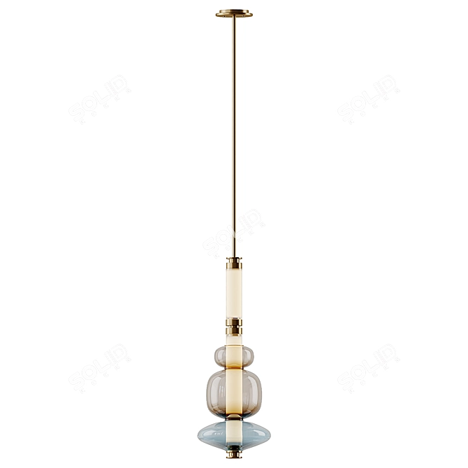 Luna Glass and Metal Pendant 3D model image 2