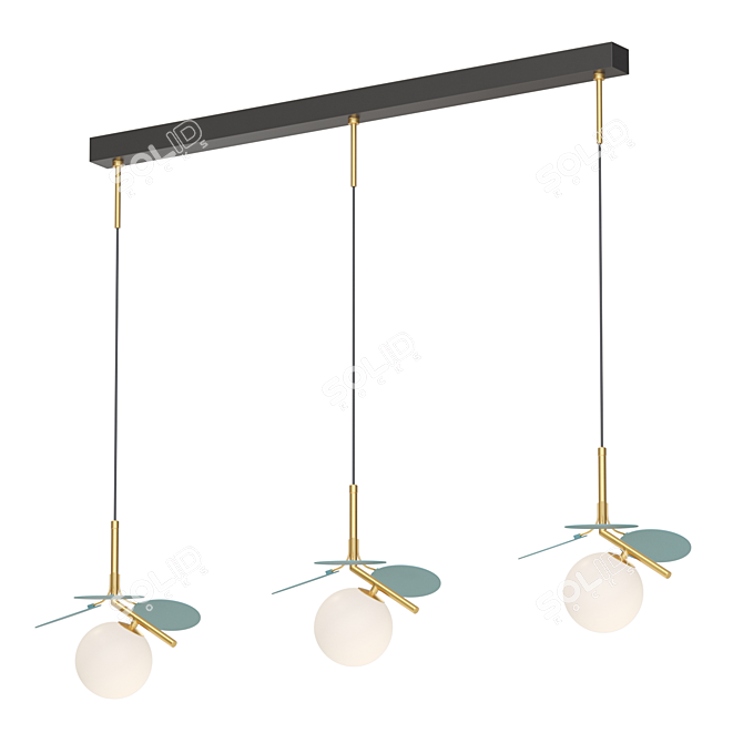 Title: Matisse Blue Trio Pendant Lamp Set 3D model image 1