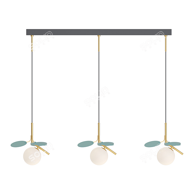 Title: Matisse Blue Trio Pendant Lamp Set 3D model image 4