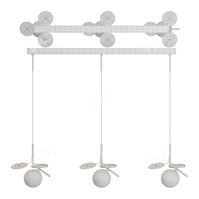 Title: Matisse Blue Trio Pendant Lamp Set 3D model image 5