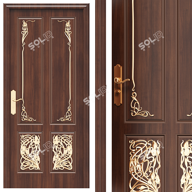 Elegant Decorative Door 3D model image 1