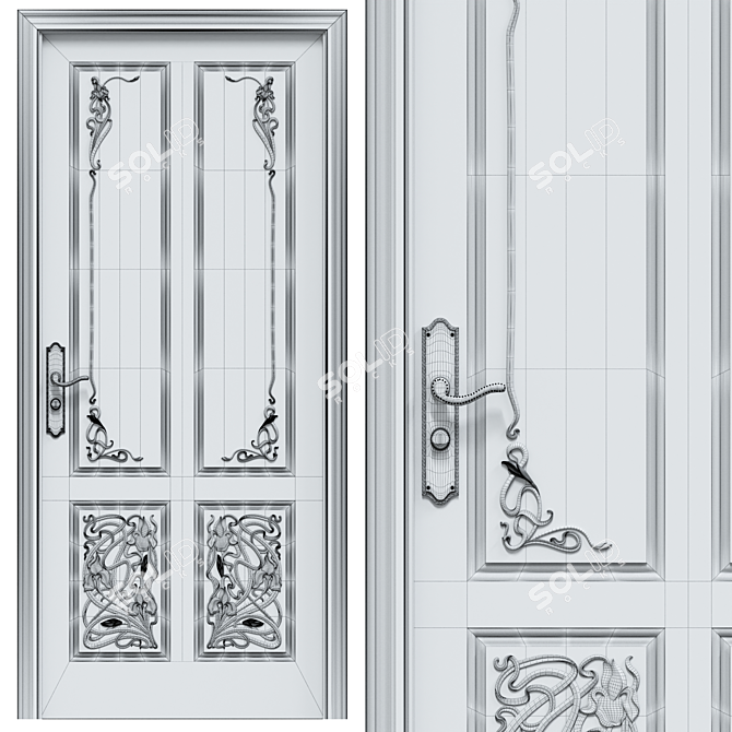 Elegant Decorative Door 3D model image 4