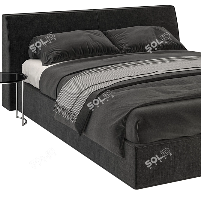 Elegant Gray Meridiani Bed 3D model image 2