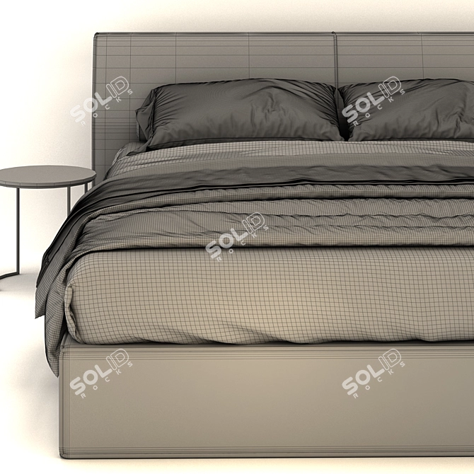 Elegant Gray Meridiani Bed 3D model image 4