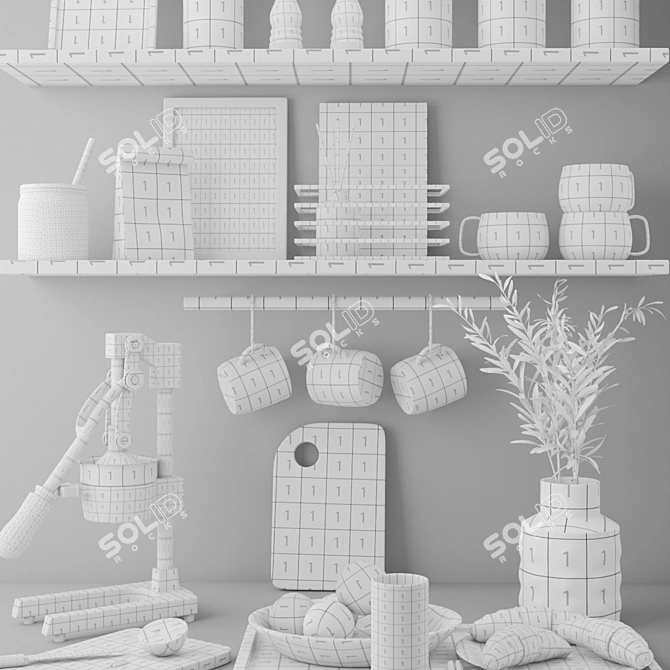 High-Poly 3D Kitchen Set 3D model image 4