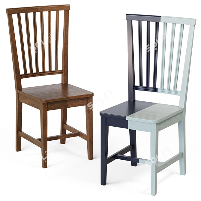 Village Wood Dining Chair, Crate and Barrel 3D model image 4