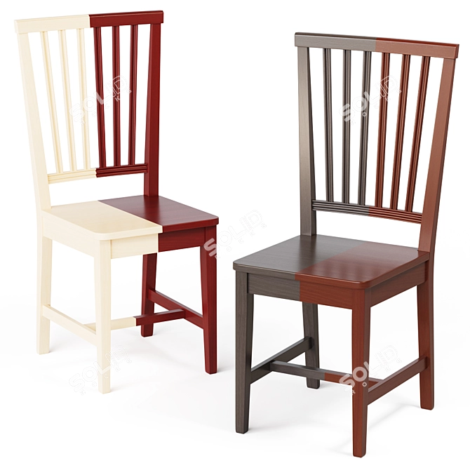 Village Wood Dining Chair, Crate and Barrel 3D model image 5