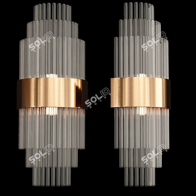 Elegant Golden Brass Wall Light 3D model image 1