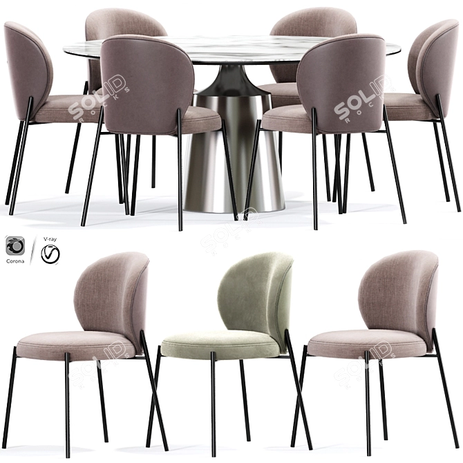 Elegant Elisa Wingback Dining Chair 3D model image 1