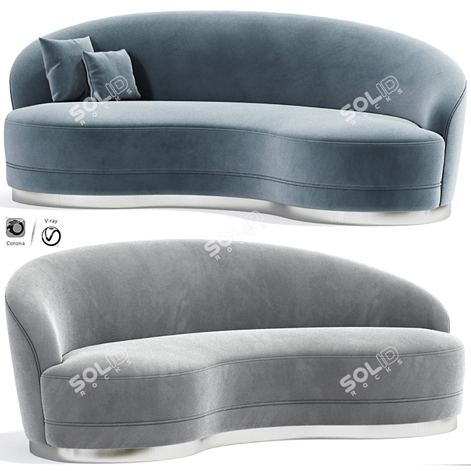 Sleek Sinuous Curve Sofa 3D model image 1