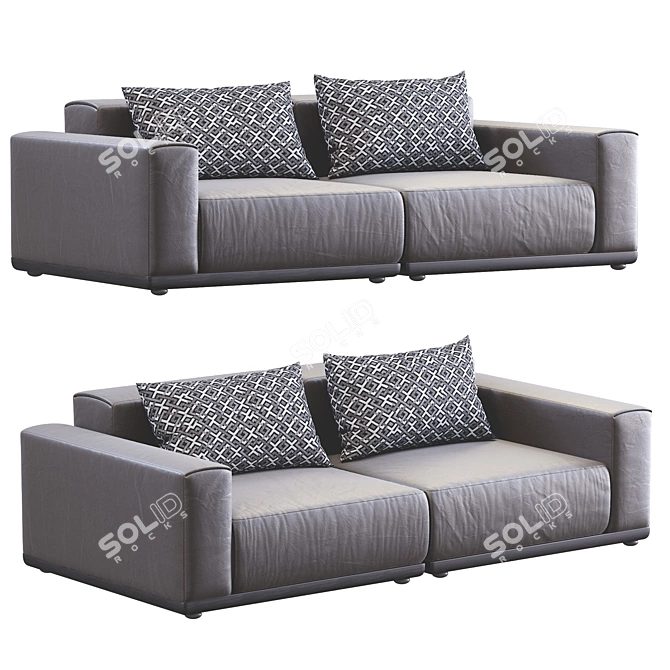 Sleek Leather Sofa XYZ 3D model image 1