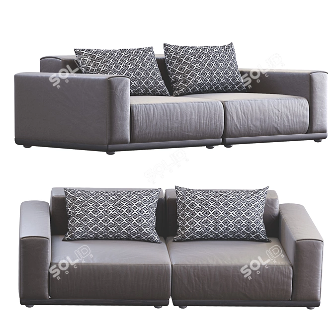 Sleek Leather Sofa XYZ 3D model image 2