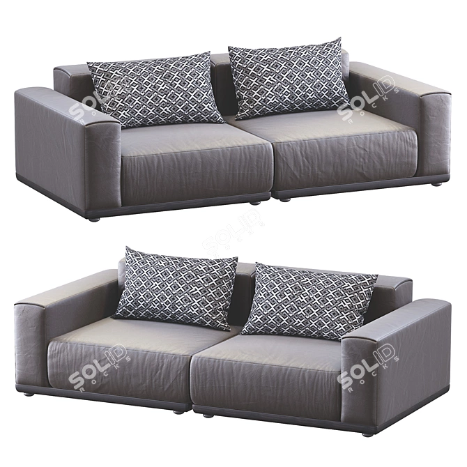 Sleek Leather Sofa XYZ 3D model image 3