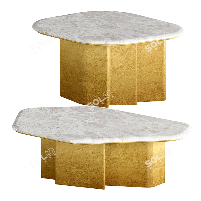 Luxury Ragali Center Table with Marble Top 3D model image 1