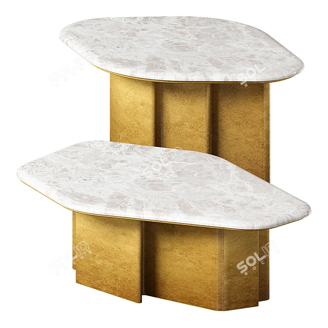 Luxury Ragali Center Table with Marble Top 3D model image 2