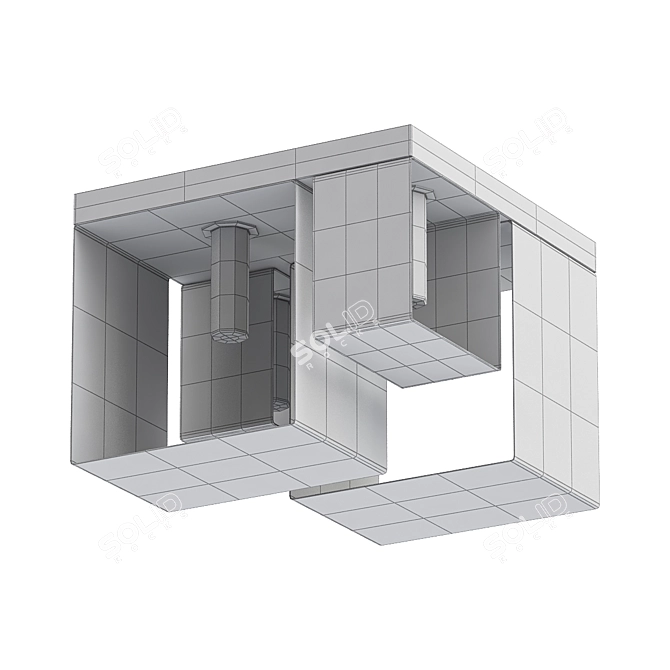 Minimalist Concrete Ceiling Chandelier 3D model image 2