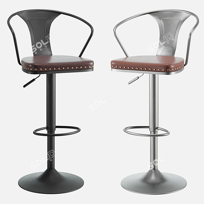 Modern Tolix Arms Soft Bar Stool 3D model image 1