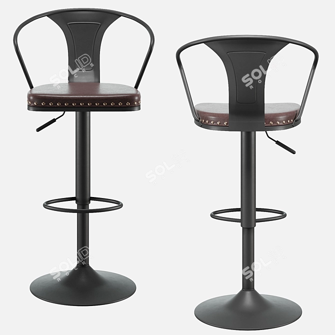 Modern Tolix Arms Soft Bar Stool 3D model image 2