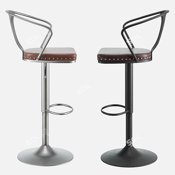 Modern Tolix Arms Soft Bar Stool 3D model image 4