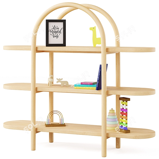 Dolly Natural Wide Bookcase: Stylish and Functional 3D model image 1