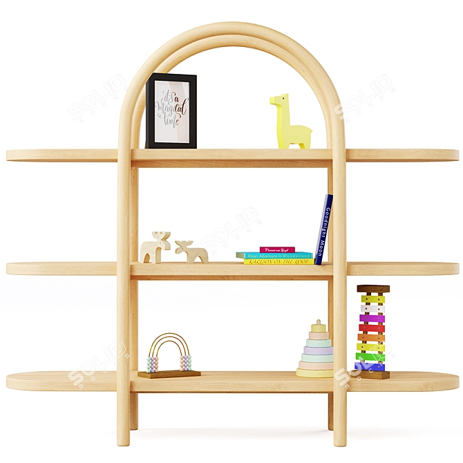 Dolly Natural Wide Bookcase: Stylish and Functional 3D model image 2