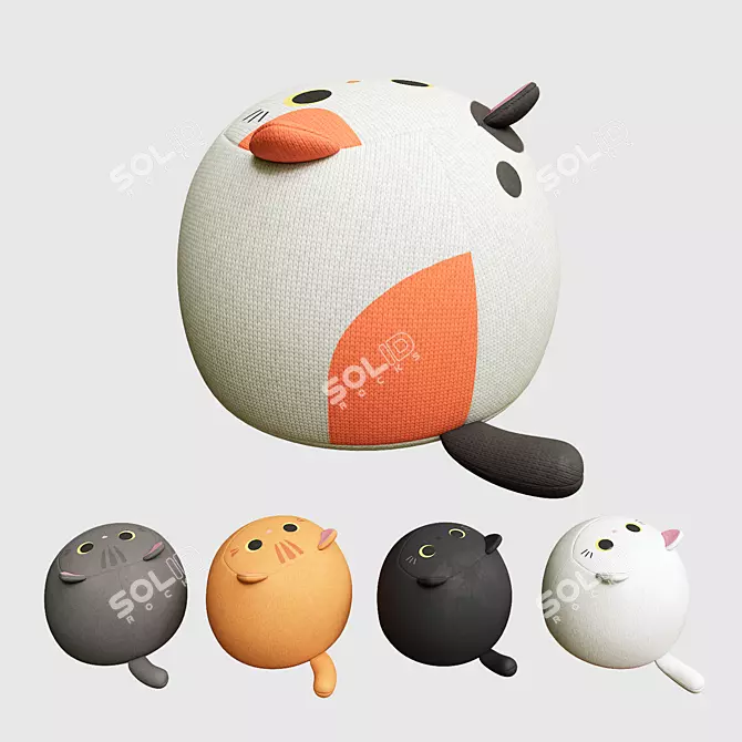 Fluffy Michi Pillow Cats 3D model image 2