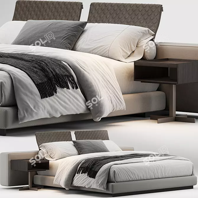 Minimalist Minotti Yang Bed 3D model image 1