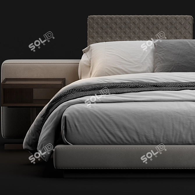 Minimalist Minotti Yang Bed 3D model image 4