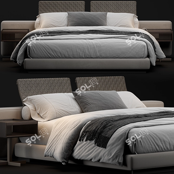 Minimalist Minotti Yang Bed 3D model image 5