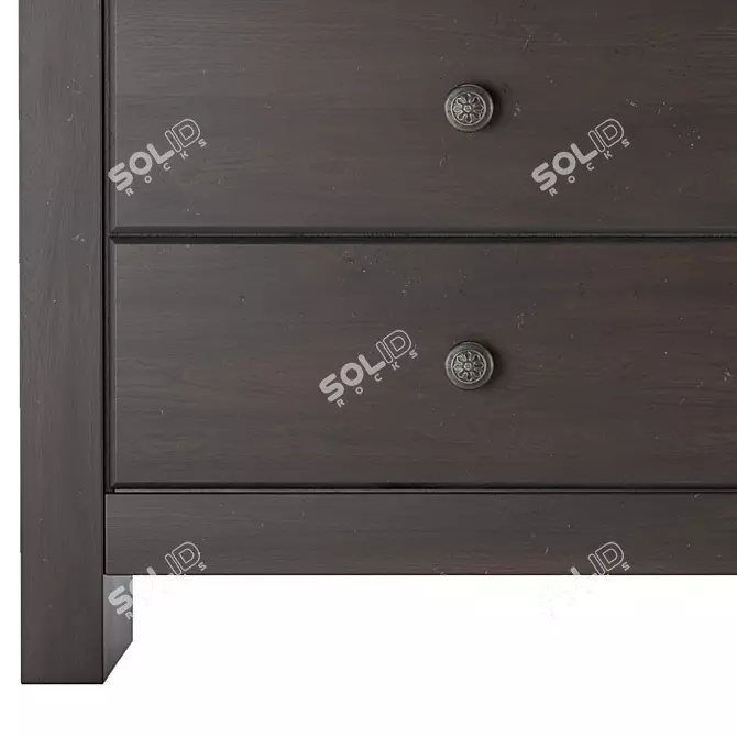 Paxberry Vintage Brown Dresser & Mirror 3D model image 4