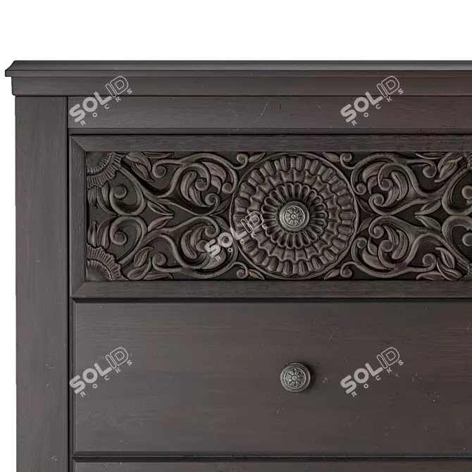 Paxberry Vintage Brown Dresser & Mirror 3D model image 5