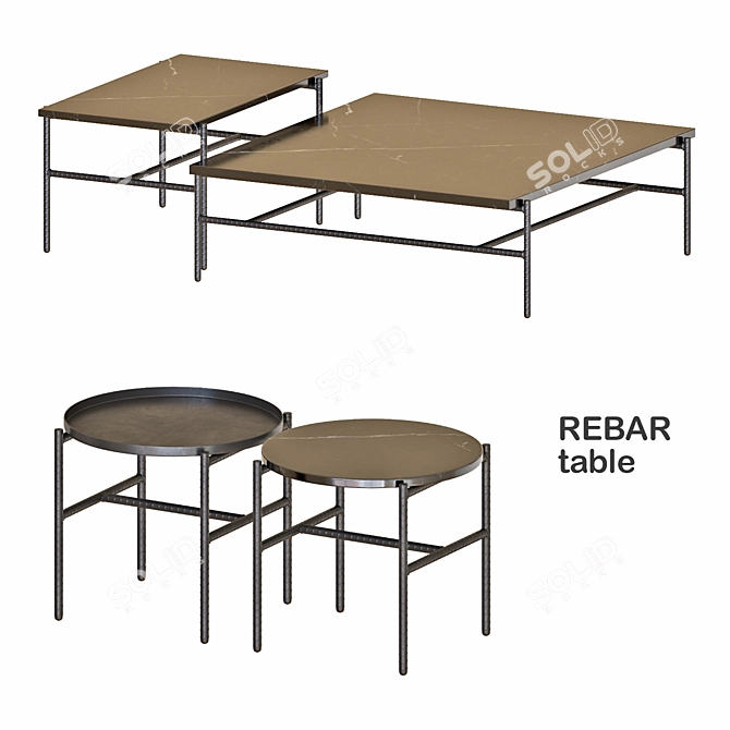 Industrial Reinforced Rebar Tables 3D model image 1