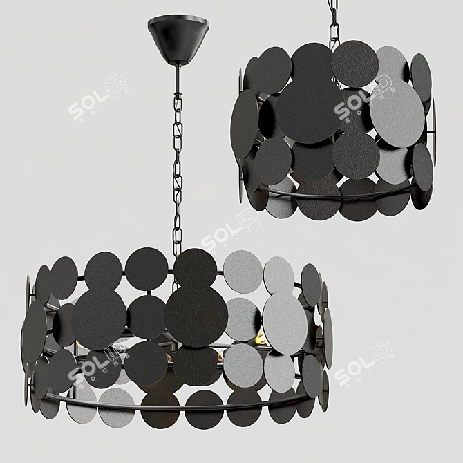 Postmodern Metal Disc Chandelier 3D model image 1