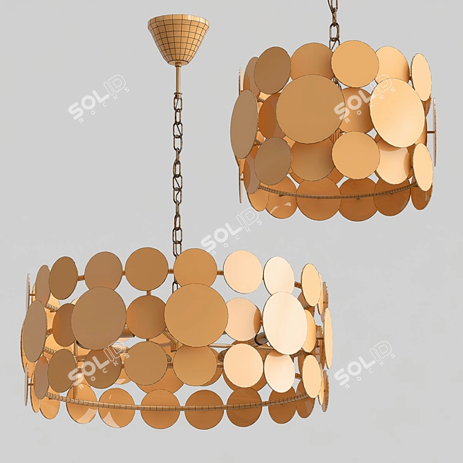 Postmodern Metal Disc Chandelier 3D model image 3