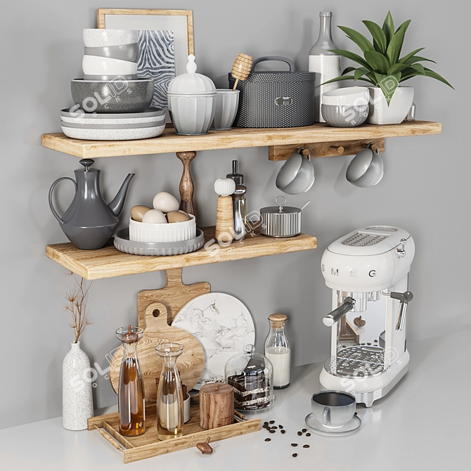 Premium Kitchen Accessories Set 3D model image 2