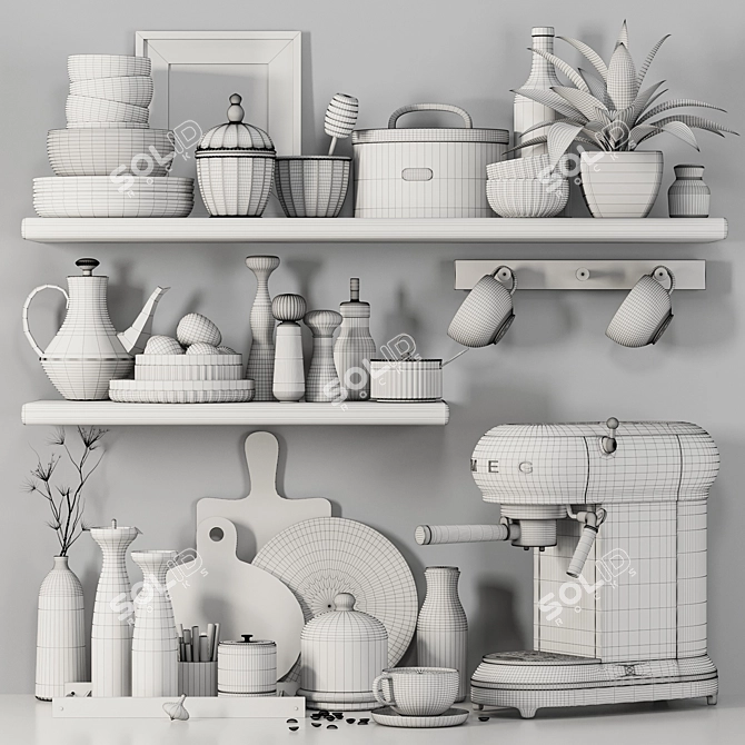 Premium Kitchen Accessories Set 3D model image 5