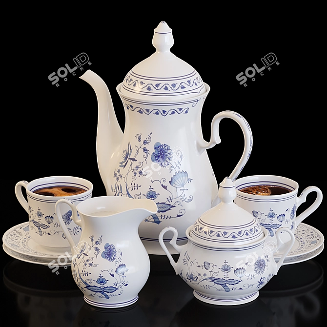 Elegant Mary-Ann Coffee Set 3D model image 1