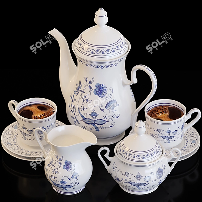 Elegant Mary-Ann Coffee Set 3D model image 2