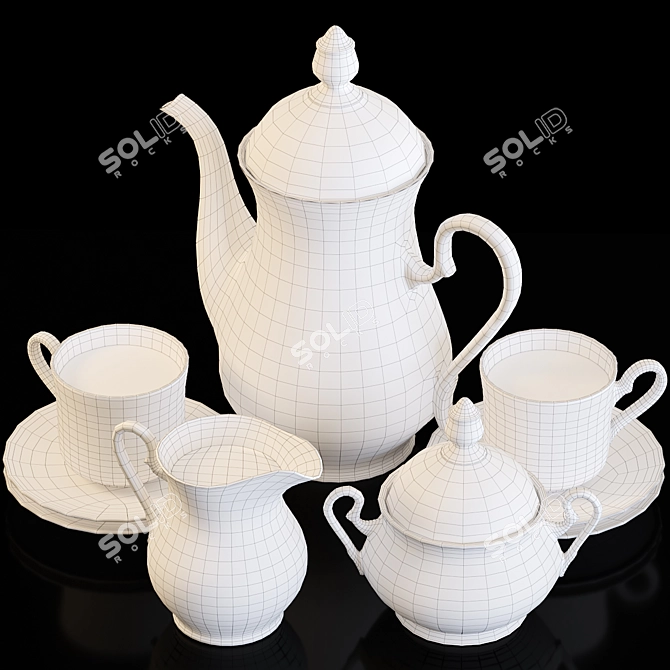 Elegant Mary-Ann Coffee Set 3D model image 3