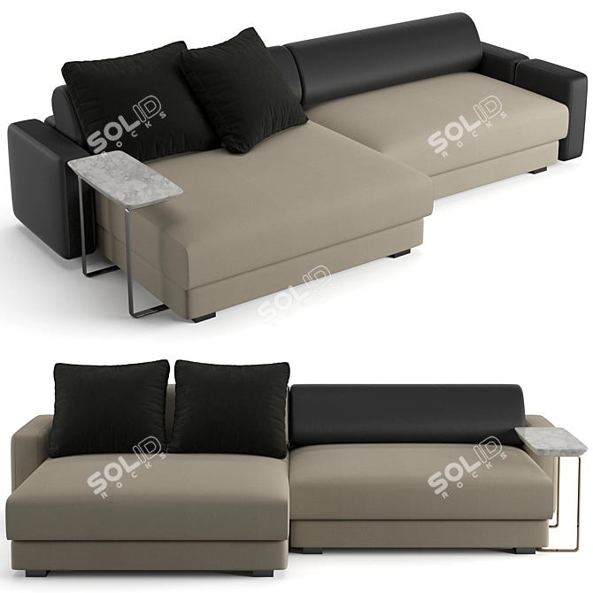 Fendi Casa Halston: Luxurious Sofa with Chaise Lounge 3D model image 1
